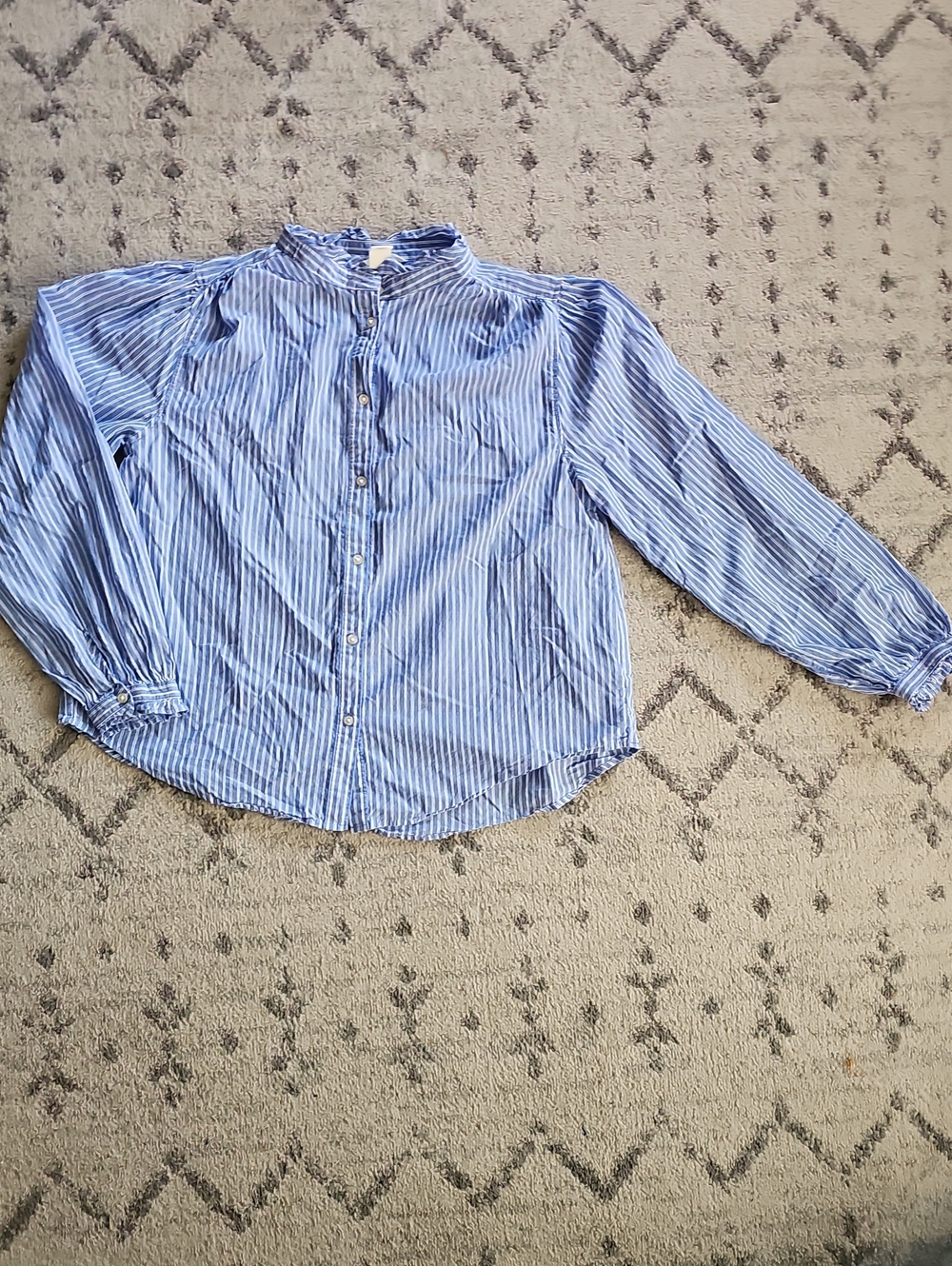 H&M Blue and White Striped Button-Down Shirt
